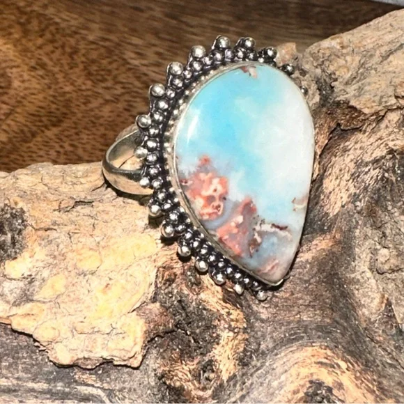 Larimar Natural Gemstone vintage Ring